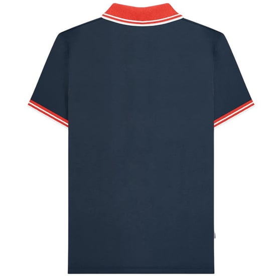 Lambretta Herren Polohemd mit kontrastierenden Kanten (Marineblau/Rot) - Image 2