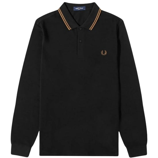 Fred Perry - Poloshirt für Herren, Langärmlig (Schwarz/Steinfarben) - Image 1