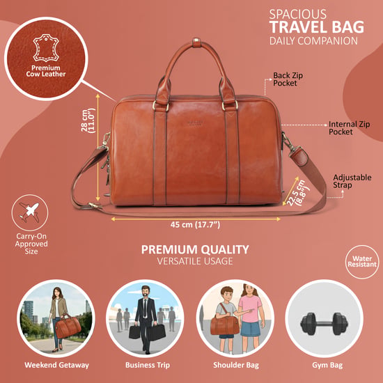 Vintage Echtleder Hellbraun Reisetasche Duffle Gym Reisetasche - Atlas - Image 2