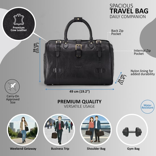 Reisetasche aus echtem Leder, schwarz, Vintage-Stil, für Reisen und Sport – Windsor - Image 2