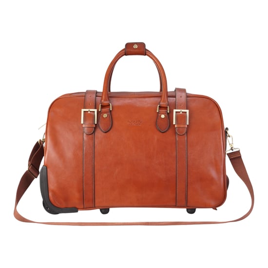 Reisetasche mit Rollen aus echtem Leder in Hellbraun – Holt - Image 1