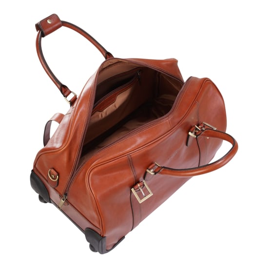 Reisetasche mit Rollen aus echtem Leder in Hellbraun – Holt - Image 4