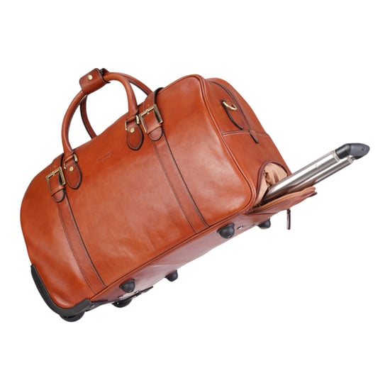 Reisetasche mit Rollen aus echtem Leder in Hellbraun – Holt - Image 5
