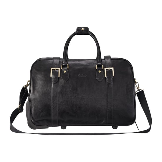 Reisetasche mit Rollen aus echtem Leder in Schwarz – Holt - Image 1