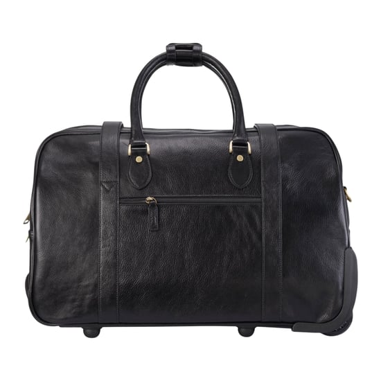 Reisetasche mit Rollen aus echtem Leder in Schwarz – Holt - Image 3