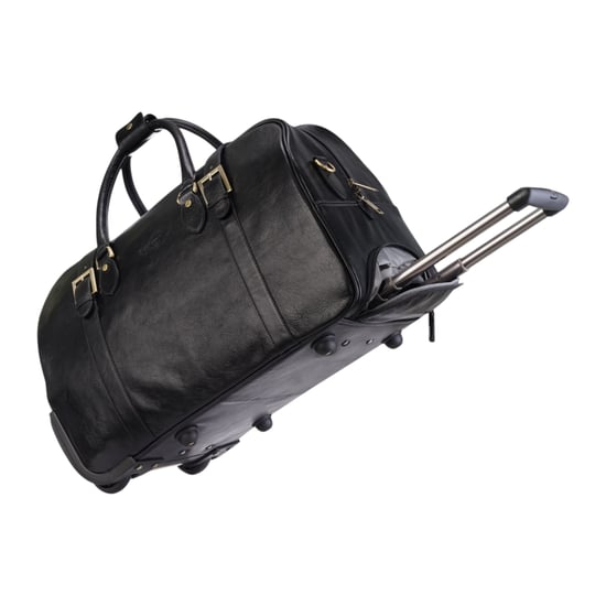 Reisetasche mit Rollen aus echtem Leder in Schwarz – Holt - Image 5