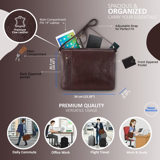 Braune Laptoptasche aus echtem Leder – Astor - Image 2