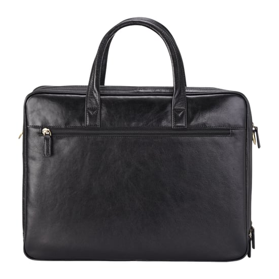 Echtes Leder Laptop Schwarz Satchel Messenger Crossbody Schultertasche - Belmont - Image 3