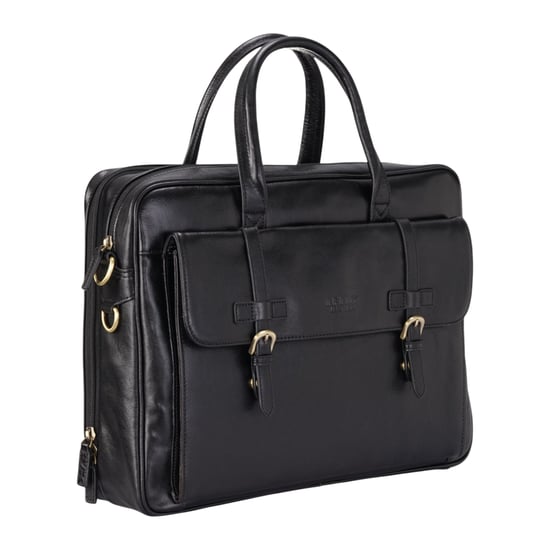 Echtes Leder Laptop Schwarz Satchel Messenger Crossbody Schultertasche - Belmont - Image 4