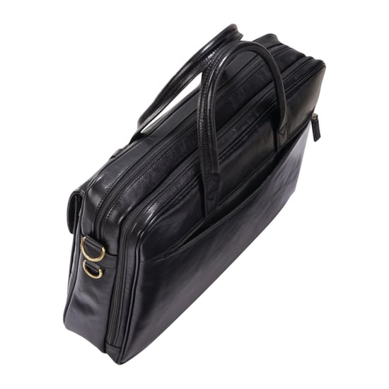 Echtes Leder Laptop Schwarz Satchel Messenger Crossbody Schultertasche - Belmont - Image 5