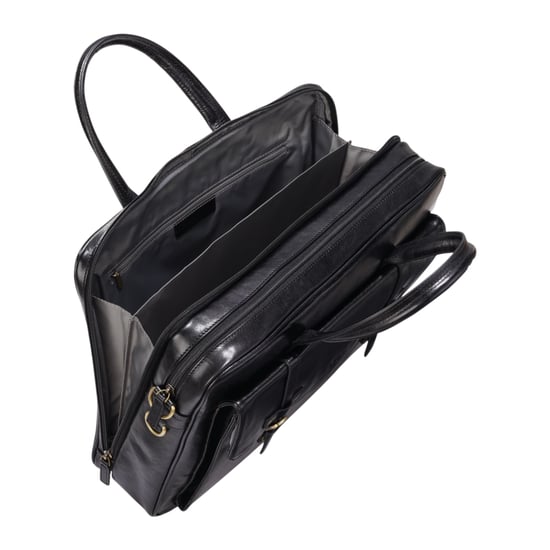 Echtes Leder Laptop Schwarz Satchel Messenger Crossbody Schultertasche - Belmont - Image 6