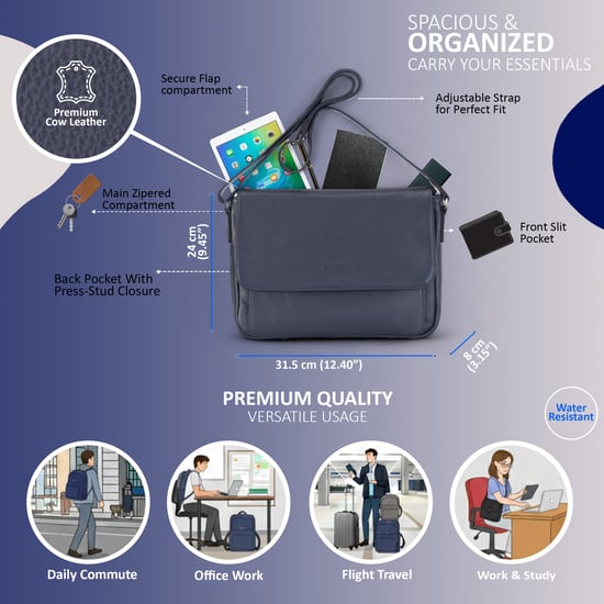 Echtes Leder Marineblau Laptoptasche Reise Arbeitstasche Messenger Satchel - Camden - Image 2