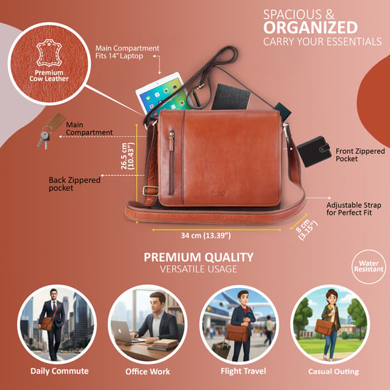 Laptoptasche aus echtem Leder in Hellbraun - Astor - Image 2