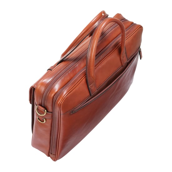 Echtleder Laptoptasche in Hellbraun, Messenger-Umhängetasche - Belmont - Image 4
