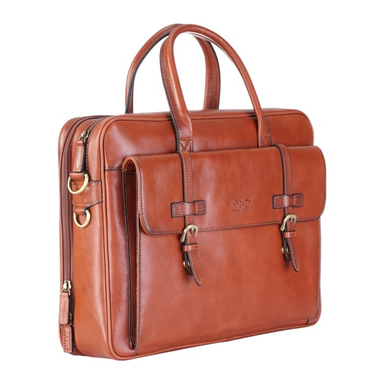 Echtleder Laptoptasche in Hellbraun, Messenger-Umhängetasche - Belmont - Image 6