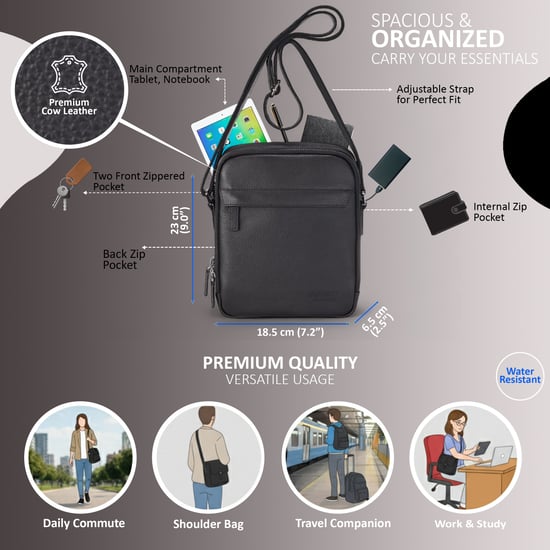 Echtes Leder Schwarz Vintage Messenger Crossbody Reisetasche - Hawthrone - Image 2