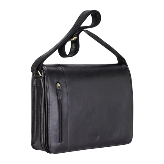 Schwarze Laptoptasche aus echtem Leder – Astor - Image 3