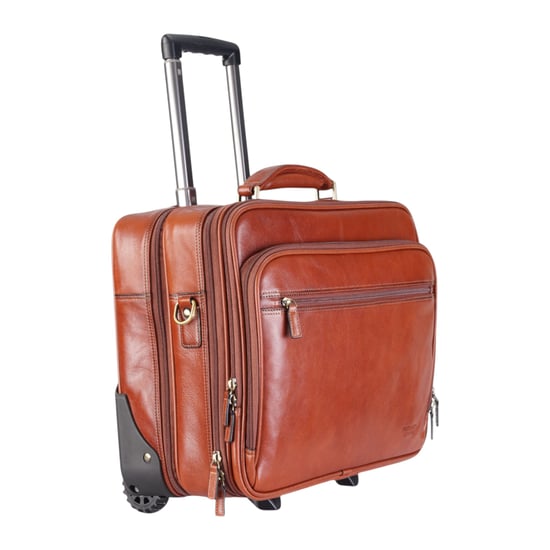 Echtes Leder Hellbraune Laptop-Aktentasche mit Rädern Reise-/Kabinen-/Pilotentasche - Nomad - Image 3