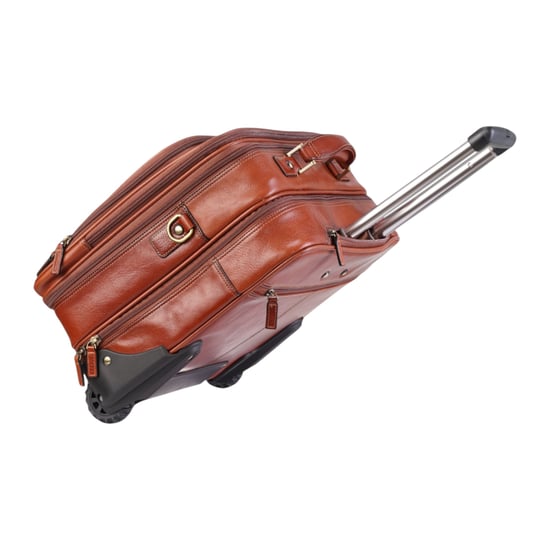 Echtes Leder Hellbraune Laptop-Aktentasche mit Rädern Reise-/Kabinen-/Pilotentasche - Nomad - Image 4