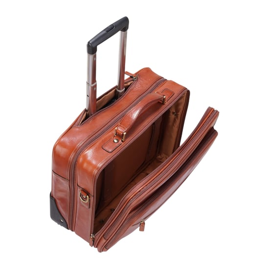 Echtes Leder Hellbraune Laptop-Aktentasche mit Rädern Reise-/Kabinen-/Pilotentasche - Nomad - Image 5