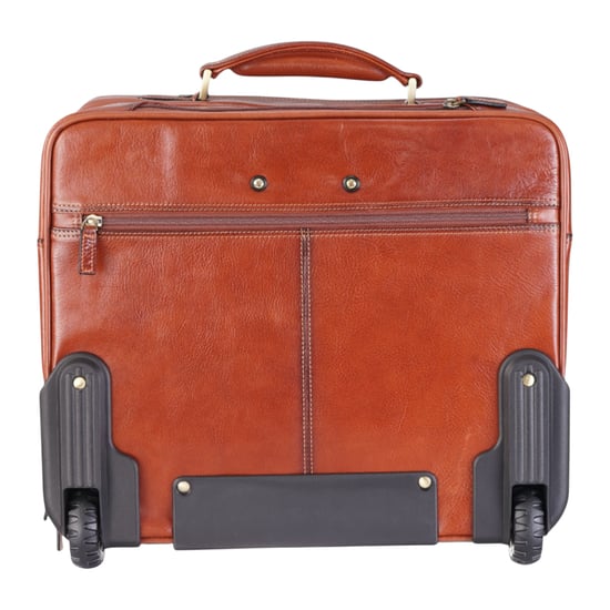 Echtes Leder Hellbraune Laptop-Aktentasche mit Rädern Reise-/Kabinen-/Pilotentasche - Nomad - Image 6