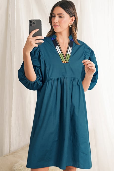 Mini Kleid V-Ausschnitt 34 Ärmel - Image 3