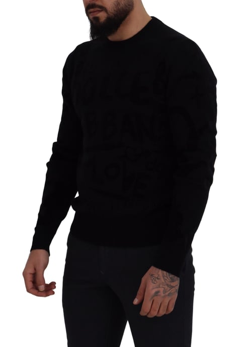 Schwarzer Graffiti-Print Pullover Tsh83110 - Image 3