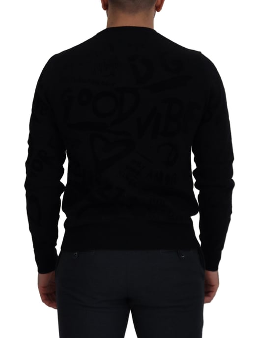 Schwarzer Graffiti-Print Pullover Tsh83110 - Image 4
