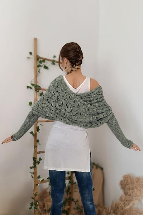 Übergroßer Strickspitzen-Cardigan Pullover - Image 3