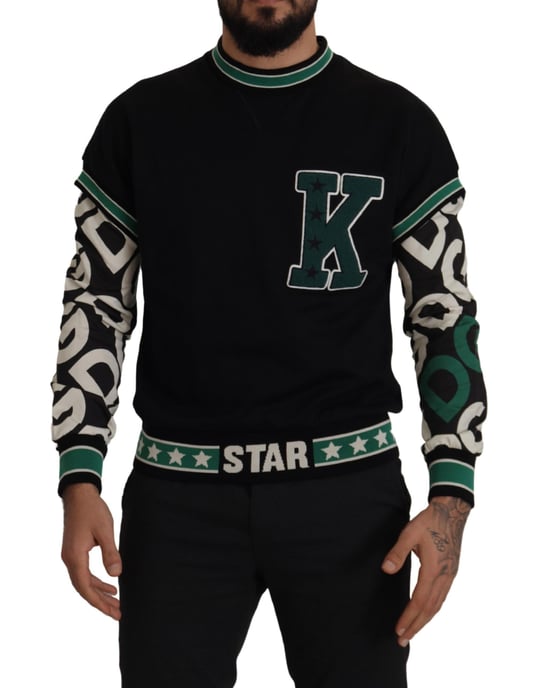 Schwarzes Baumwoll-Sweatshirt mit Rundhalsausschnitt - Image 1