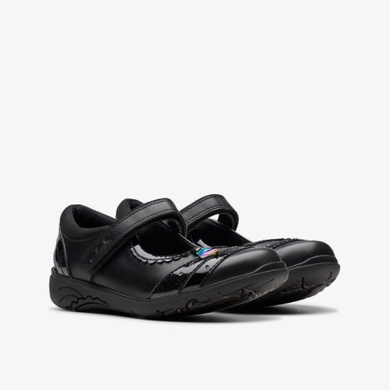 Relda Spark Kinder Schwarz Leder Schuhe - Image 4
