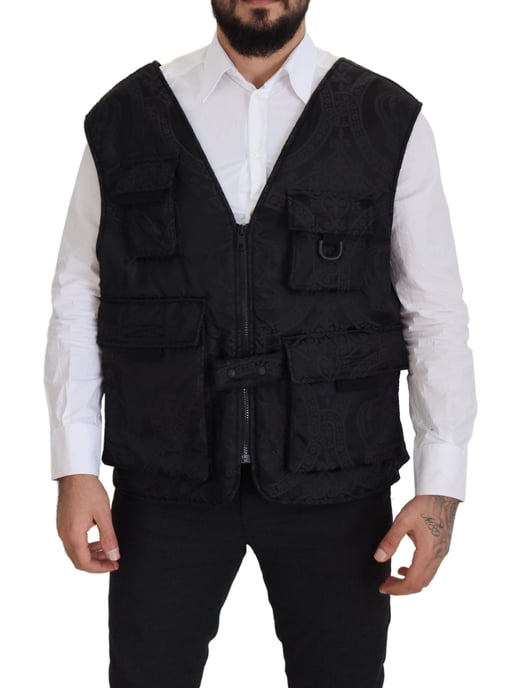 Schwarw gestickte Weste im Utility-Stil - Image 1