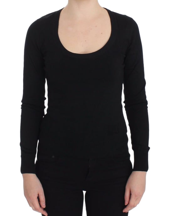 Schwarzer Strickpullover Langarm Rundhals - Image 1