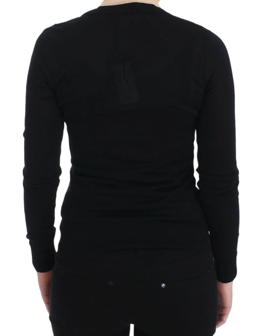 Schwarzer Strickpullover Langarm Rundhals - Image 3