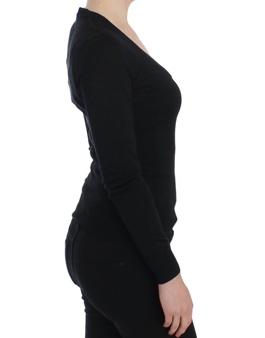 Schwarzer Strickpullover Langarm Rundhals - Image 4