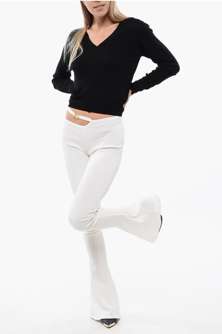 Flared-Fit Leggings mit Cut-Out in Beige - Image 4
