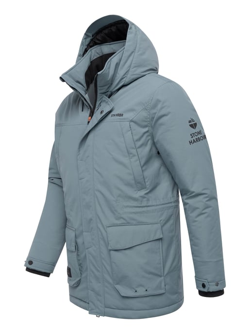 Stone Harbour Herren Parka Wadiim mit Kapuze & Zwei-Wege-Reißverschluss - Image 3