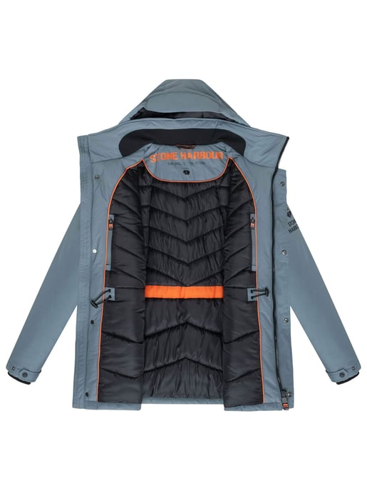Stone Harbour Herren Parka Wadiim mit Kapuze & Zwei-Wege-Reißverschluss - Image 5