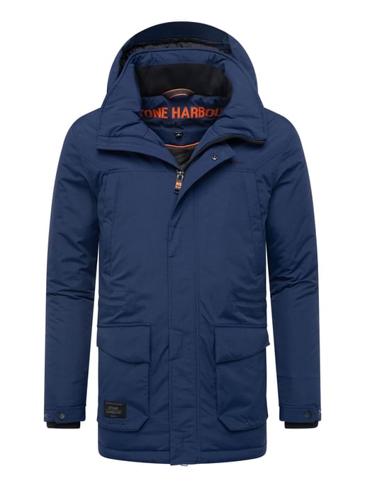 Stone Harbour Herren Parka Wadiim mit Kapuze & Zwei-Wege-Reißverschluss - Image 1