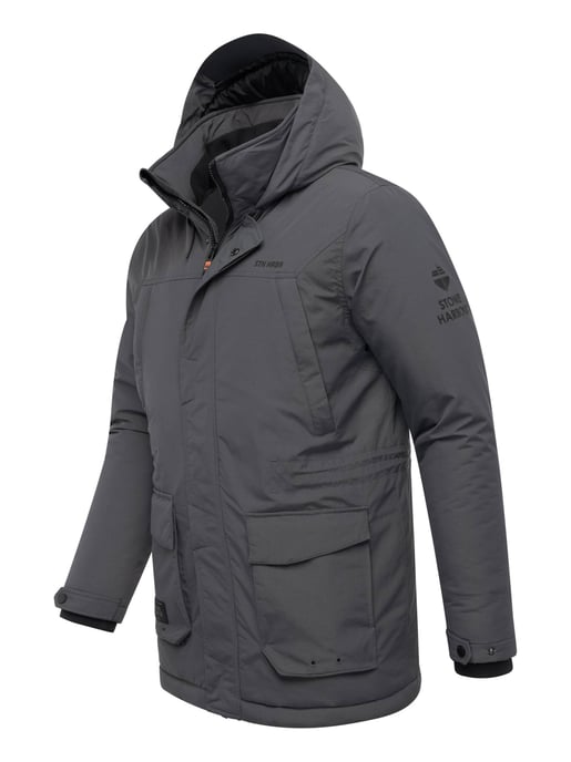 Stone Harbour Herren Parka Wadiim mit Kapuze & Zwei-Wege-Reißverschluss - Image 3