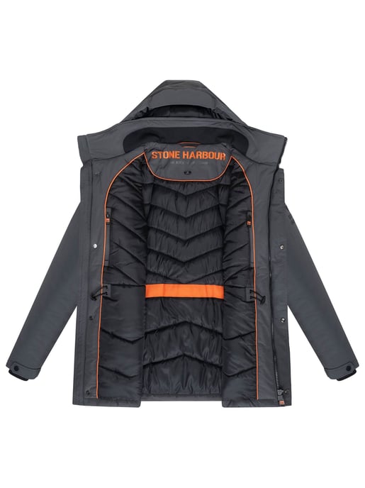 Stone Harbour Herren Parka Wadiim mit Kapuze & Zwei-Wege-Reißverschluss - Image 5