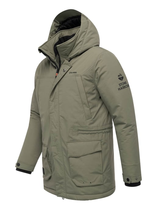 Stone Harbour Herren Parka Wadiim mit Kapuze & Zwei-Wege-Reißverschluss - Image 3