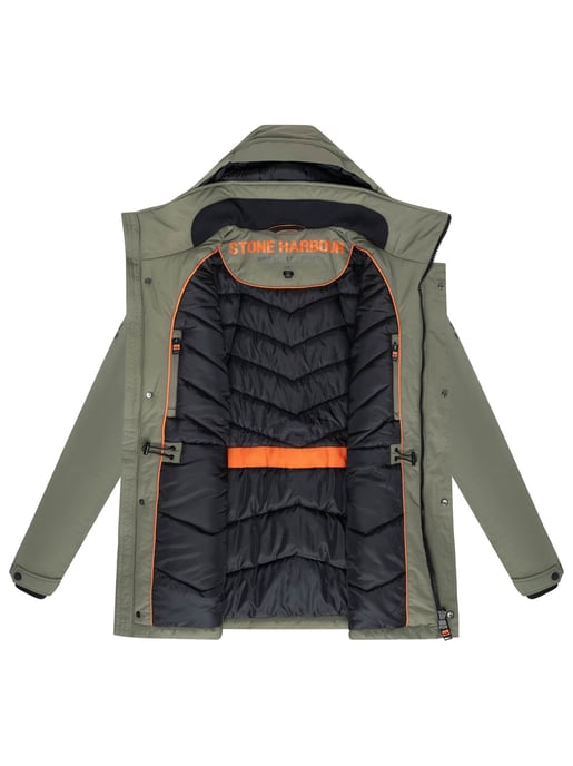 Stone Harbour Herren Parka Wadiim mit Kapuze & Zwei-Wege-Reißverschluss - Image 5