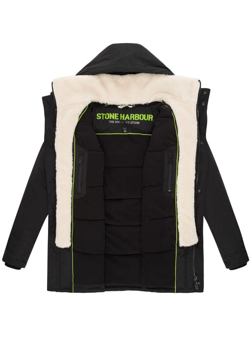 Stone Harbour Herren Winterjacke Navroos mit abnehmbarem Teddyfellkragen & Fleecefutter - Image 6