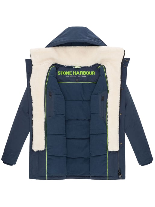 Stone Harbour Herren Winterjacke Navroos mit abnehmbarem Teddyfellkragen & Fleecefutter - Image 6