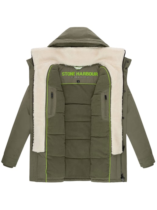 Stone Harbour Herren Winterjacke Navroos mit abnehmbarem Teddyfellkragen & Fleecefutter - Image 6