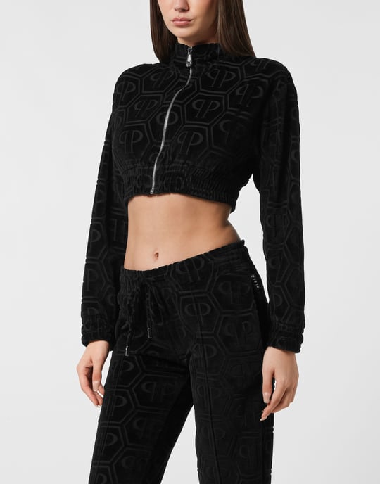 Cropped Tracksuit Jacket Jacquard Monogram - Image 5