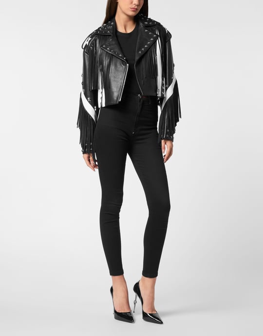 Vintage Leather Moon Biker With Fringes America - Image 3