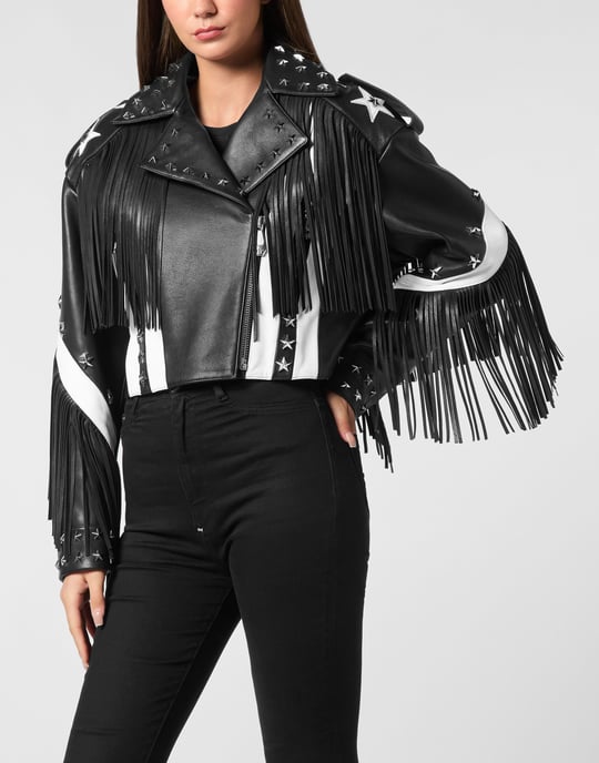 Vintage Leather Moon Biker With Fringes America - Image 5