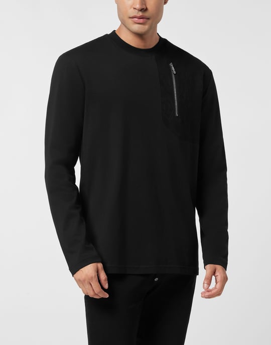 Long Sleeve T-Shirt With Jacquard Crest Insert - Image 5